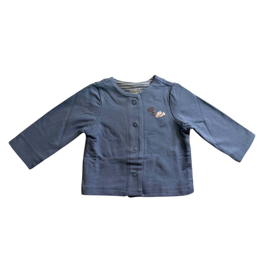 Bliss by Garanimals Baby Boys 3-Piece Outfit Set Blue Grey Stripe 6-9M NEW - Picture 2 of 6